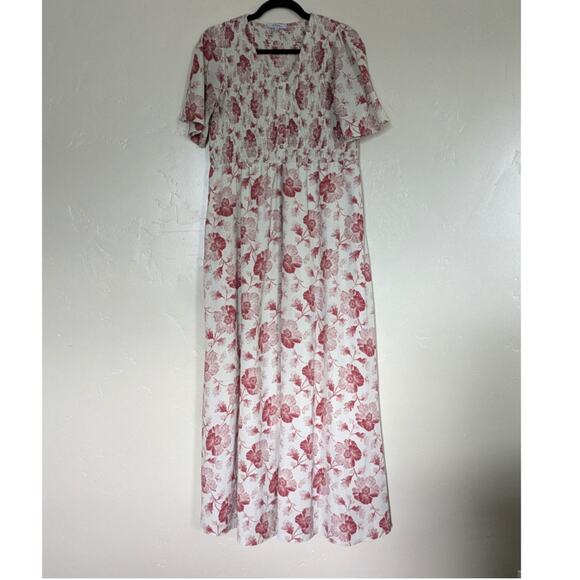 Polagram Dress Womens Medium Floral Romantic Feminine Lined Pockets Modest Maxi - Picture 5 of 15